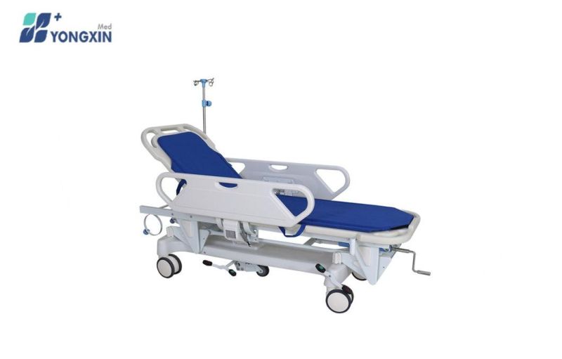 Yxz-E-1 Manual Hospital Used ABS Patient Transfer Trolley Stretcher for Emergency Room with Mattress and IV Pole