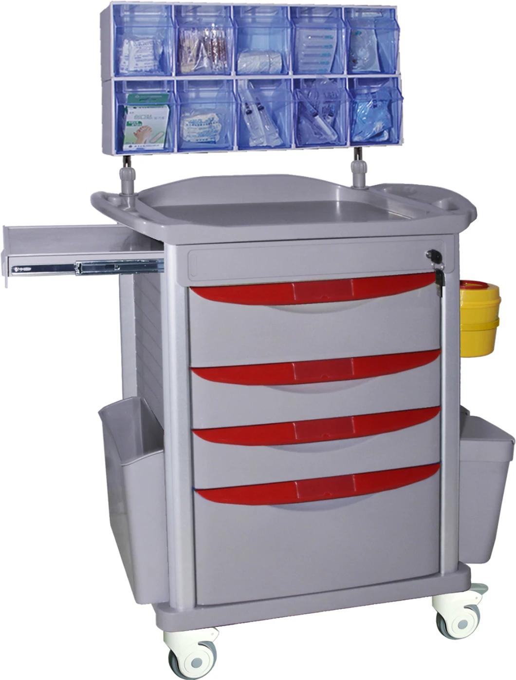 Mn-AC004 High Quality ABS Material Multi-Function ABS Anesthesia Cart with Wheels