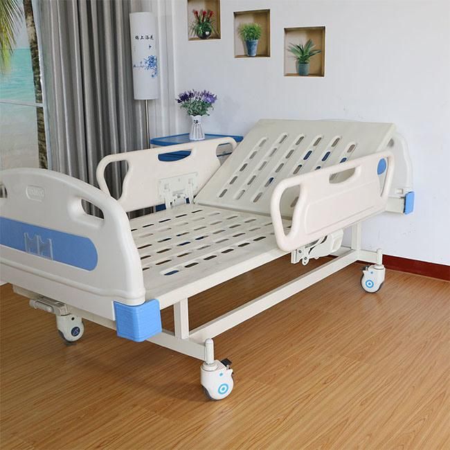 CE, ISO13485, Best Quality Fowler/ICU Bed Manufacturer Manual Hospital Bed with Mattress and I. V Pole