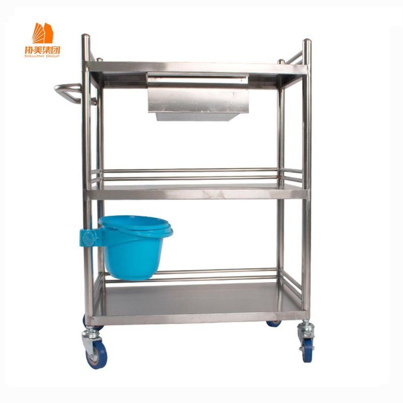 Sanitary Tool Cart, Metal Hospital Cleaning Trolley.