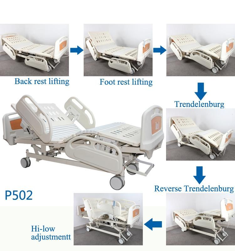 Multifunctional Electric Adjustable Hospital Bed with Overbed Table