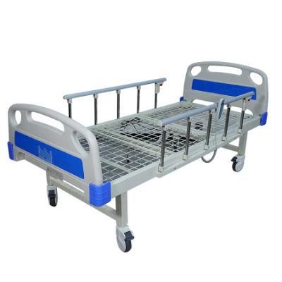 Factory Wholesale ABS Crank Hospital Bed with Shelving and IV Stand Hot Selling in Russian