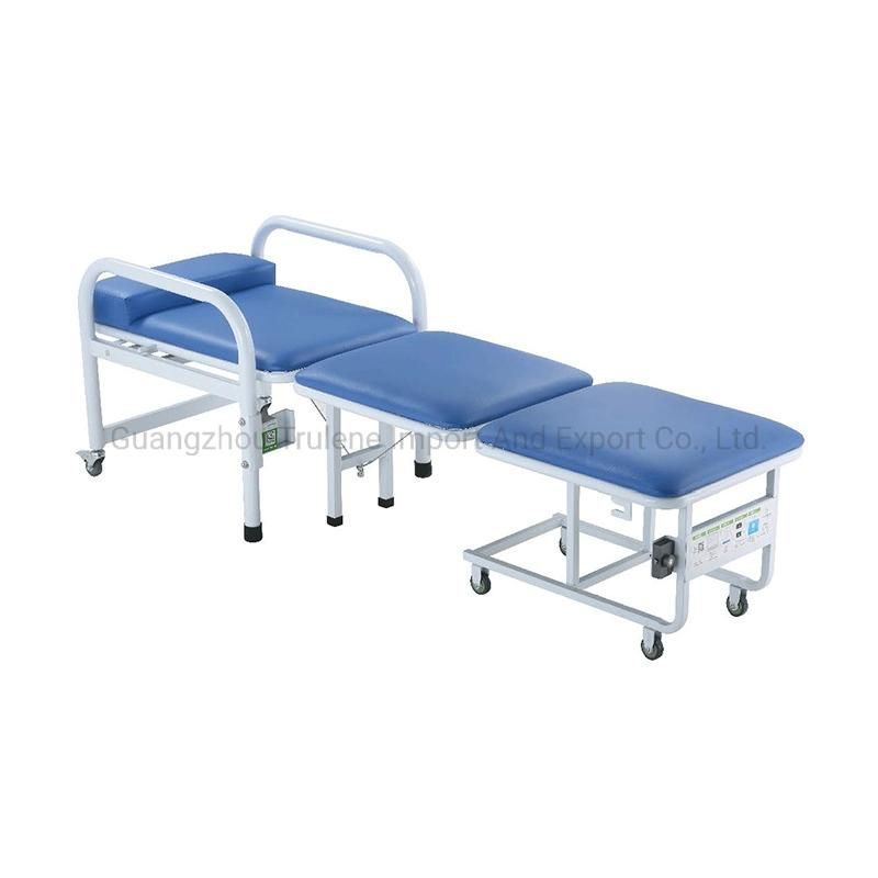 Hospital Foldable Patient Accompany Chair Stainless Steel Foldaway Bed