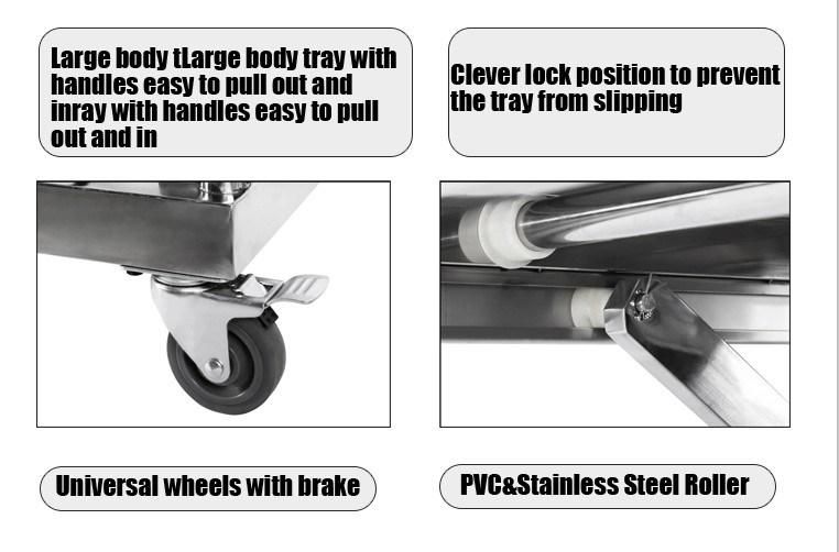 Roundfin Stainless Steel 304 Cost-Effective Hospital Mortuary Lifting Trolley