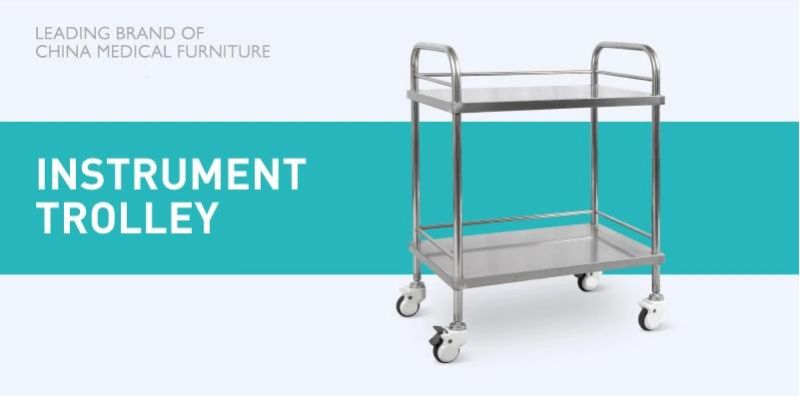 Factory Comfortable Hospital Use Emergency Stainless Steel Treatment Trolley