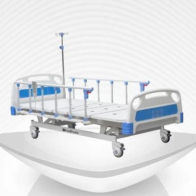 Three-Function Medical Bed with Aluminum Alloy Guardrail for Hospital