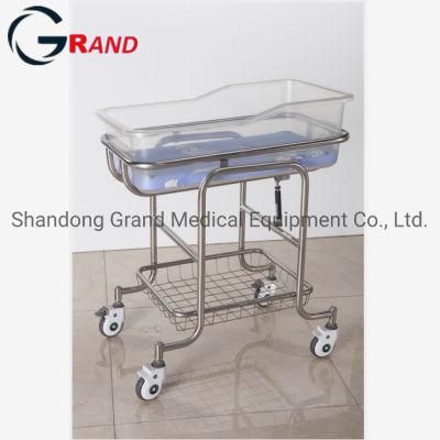 Hospital Equipment Medical Furniture Portable Stainless Steel Newborn Baby Bed Baby Trolley Baby Cot