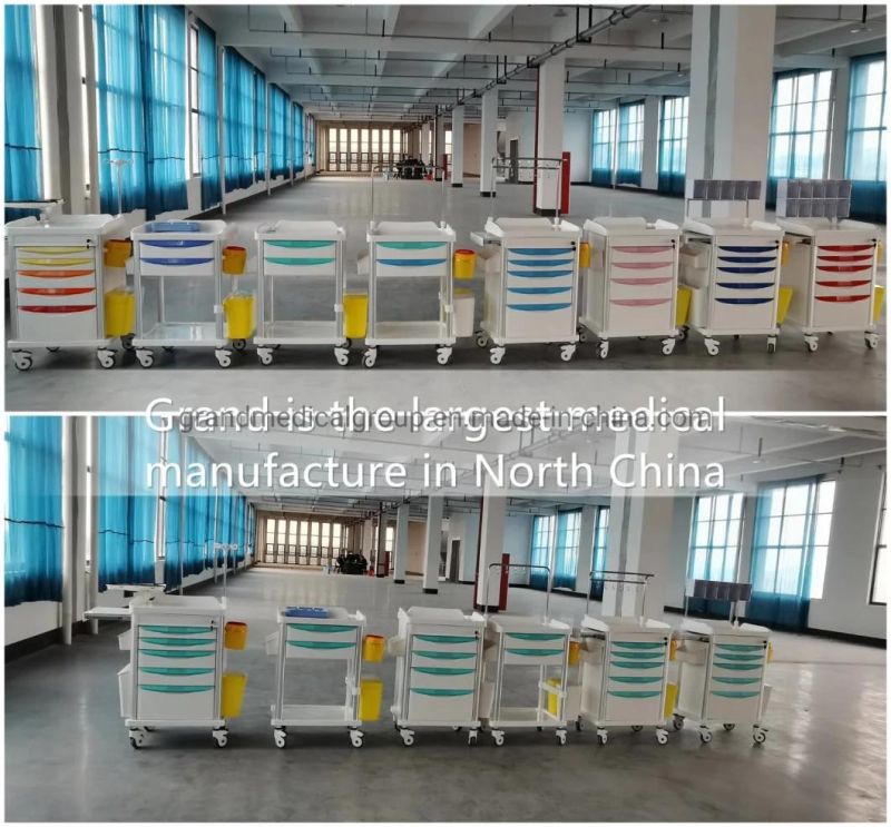 Surgical Trolley with Drawers Medical Cart Medical Trolley Medical Instrument Trolley Stainless Material Hospital Equipment