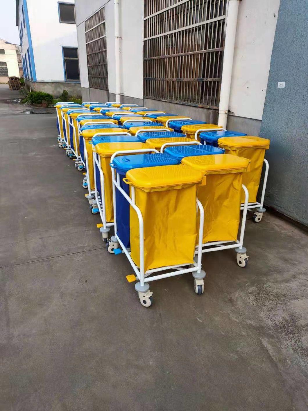 Cheap Hospital Dirty Clothes Collecting, Foldable Metal Hotel Dirty Laundry Linen Trolley Hamper Cart with Lid Foot Pedal Wheels Price