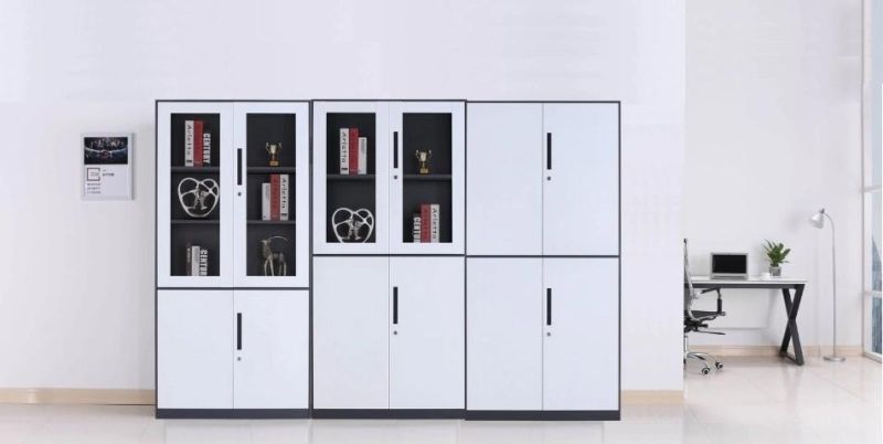 Metal Steel Storage Cabinet with Glass Door and Shelves