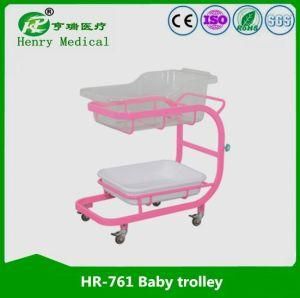 Steel Hospital Baby Bed Trolley with Castors/Baby Cot for Hospital