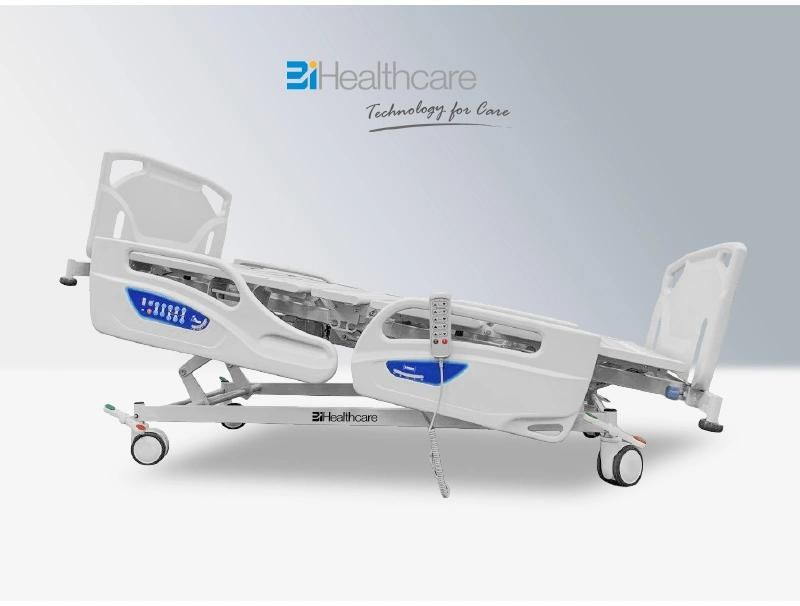 5 Function Electric Hospital Bed/Patient Bed/Nursing Bed/Medical Bed/ICU Bed with Mattress and I. V Pole