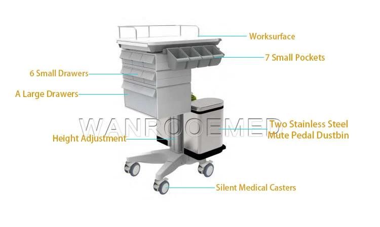Bmt-001d Hospital Computer Nursing Medical Treatment Workstation Trolley Cart with Lifting Column and Pedal Type
