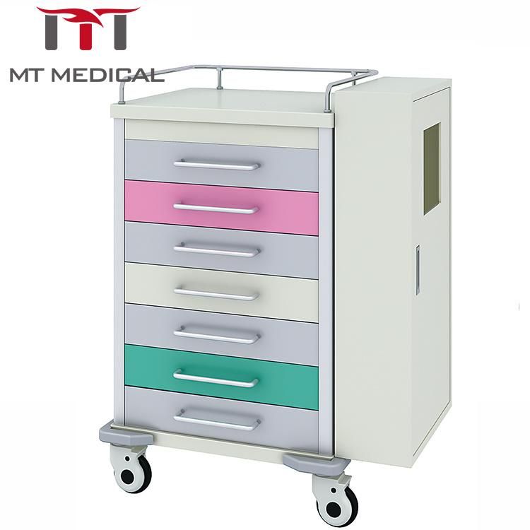 Hospital Mobile Plastic Emergency Anesthesia Care Trolley with Drawer ABS
