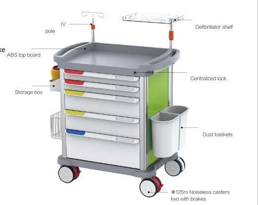 New Design Hospital Medical Emergency Crash Trolley Equipment for Sale