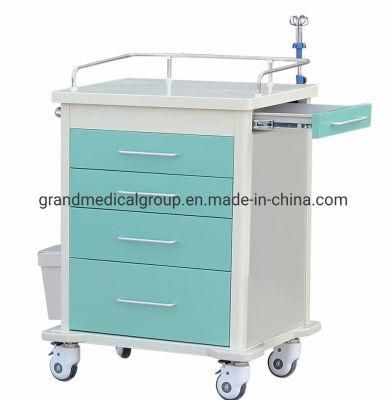 High Quality Cheap Mobile ABS Drugs Hospital Medical Crash Cart Plastic Emergency Medicine Trolley