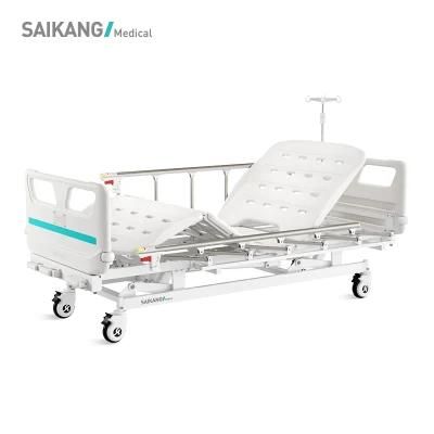 V3K5c Saikang Wholesale Movable 3 Crank Multifunction Manual Foldable Aluminum Siderails Clinic ICU Medical Bed
