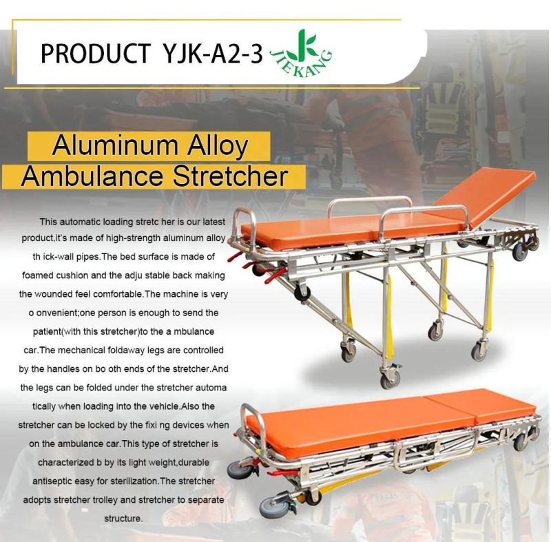 High Quality Medical Patient Transfer Adjustable Loading Ambulance Stretcher