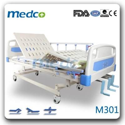 Aluminum Alloy Guardrails China Healthy Care 3 Functions Manual Patient Cheap ICU Hospital Bed with High Quality