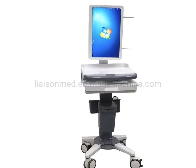 Mn-CPU002 Height Adjustable Medical Computer Cart Trolley Medical Hospital Mobile Rollin Workstation