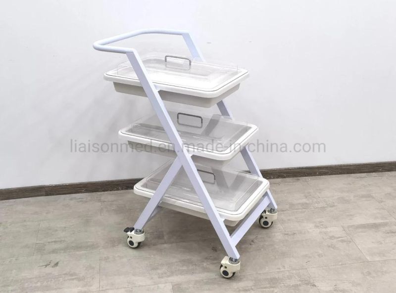 Mn-SUS019A Three Layers 304 Stainless Steel Instrument Trolley Colonoscopy Trolley