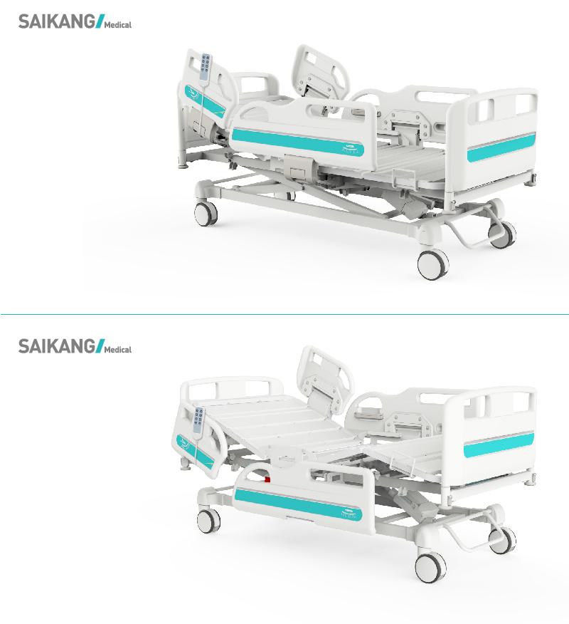 Y6y8c Saiakng Wholesale Multifunction Foldable Electric Hospital Clinic Patient Medical ICU Bed with Wheels