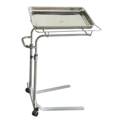 Mn-SUS002A Clinical Square Tray Medical Standing Trolley Mayo Table Instrument Trolley