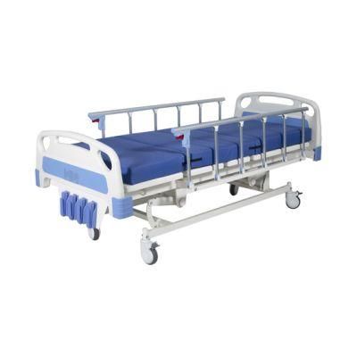 Rh-As501 5-Function Manual Crank Hospital Bed Posture Adjustable Nursing Bed with Aluminum Railings