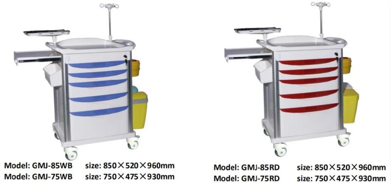 Hot Sale Hospital Furniture Medical Portable Multifunction Medicine Trolley Emgerency Cart