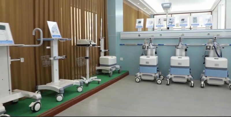Hospital ICU Room Oxygen Ventilator Trolley for Medical Device Ventilator
