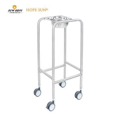 HS6118A Medical Equipment 304 Stainless Steel Hospital Mayo Single Bowl Trolley