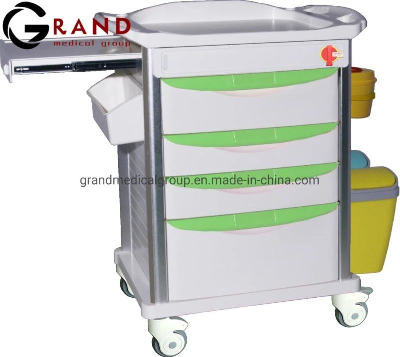 Factory Price Hospital Clinic Cart Movable Medicine Transfusion ABS Emergency Surgical Trolley Medical Equipment