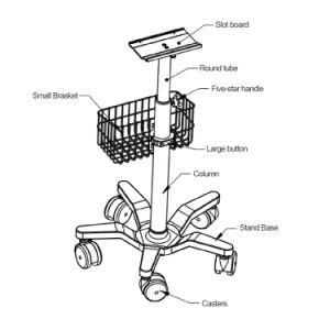 Hospital Monitor Trolley Cart on Wheels ECG Mobile Trolley