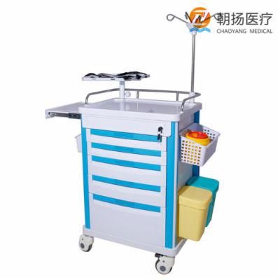 Emergency Trolley Hospital ABS Emergency Crash Cart with Drawers Medical Cart Supplies