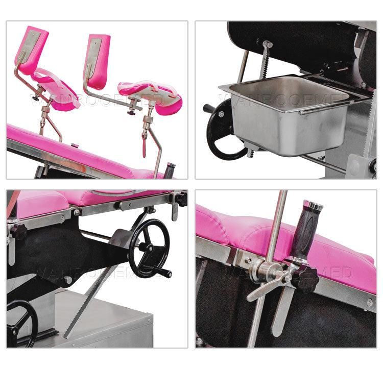 Hospital Used Stainless Steel Gynecology Surgical Operation Examination Delivery Table