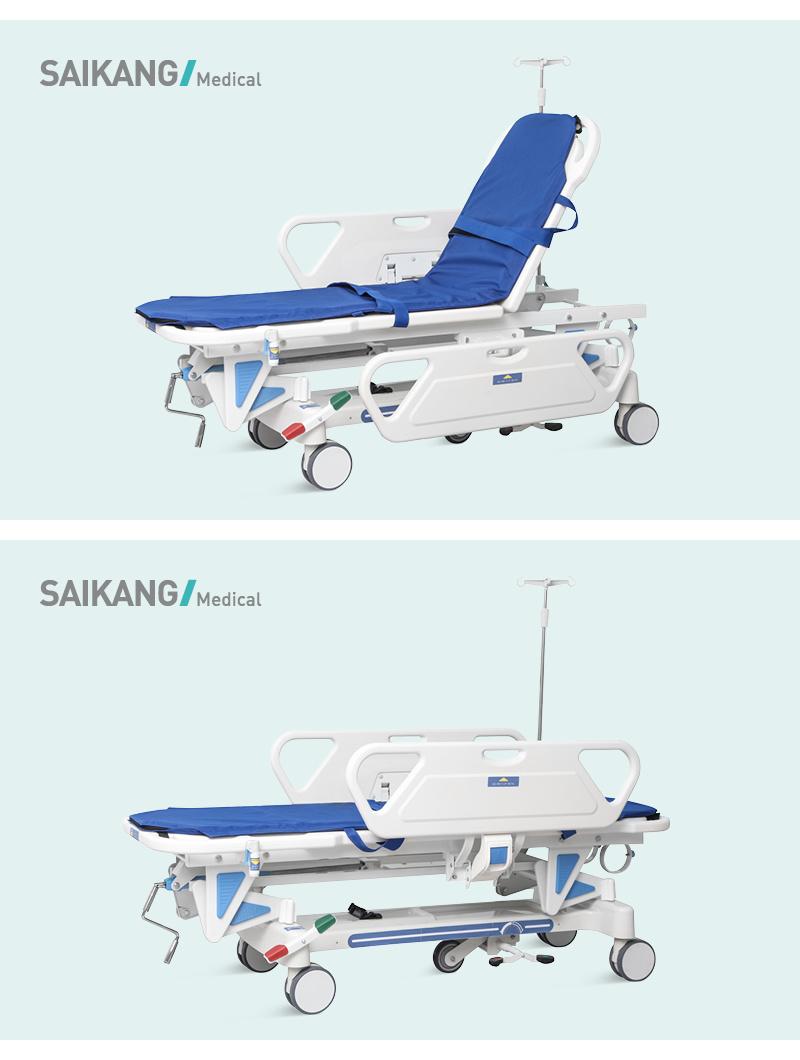 Skb041-1 Single Crank Multifunction Adjustable Medical Stretcher Hospital Emergency Manual Patient Transport Trolley