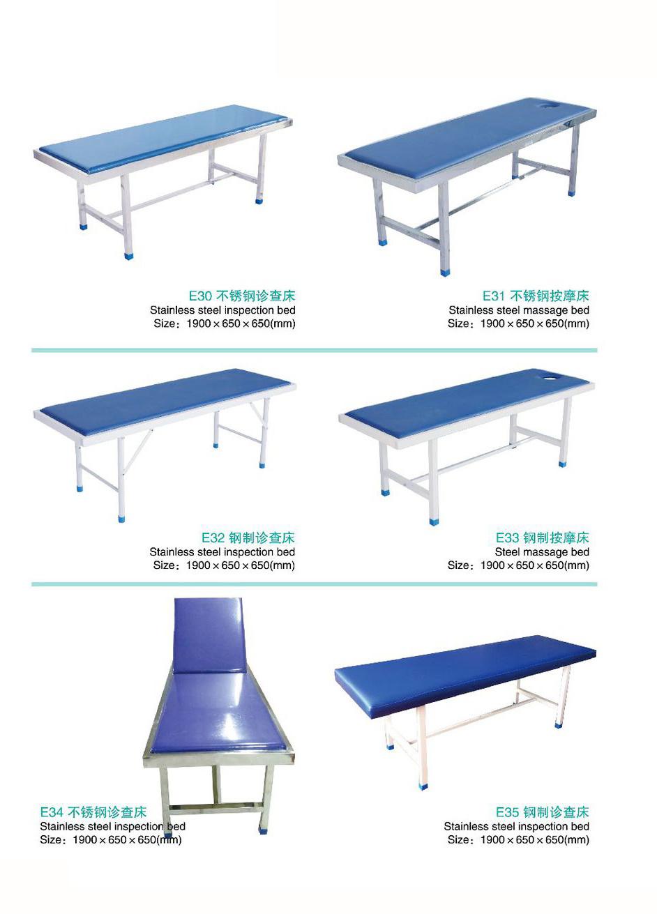 Blue Color Folded Stainless Steel Medical Furniture Hospital Equipment Diagnostic Hospital Consultant Bed Examination Coach/Bed in Hospitals