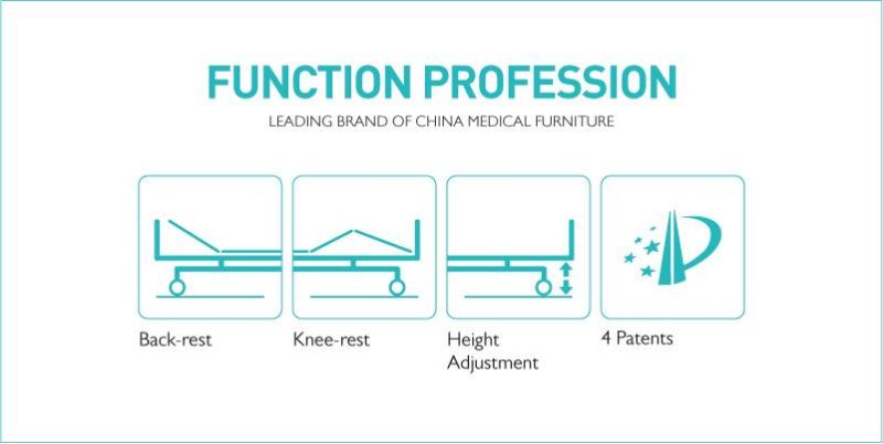 D3d Manual Hospital Patient Adjustable Bed with Dining Board