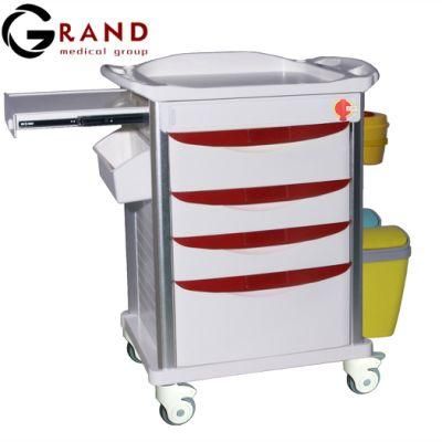 China Mobile Medical Trolley Medical Emergency Hopital Cart Modern Design ABS Material with Casters Hospital Furniture in Stock