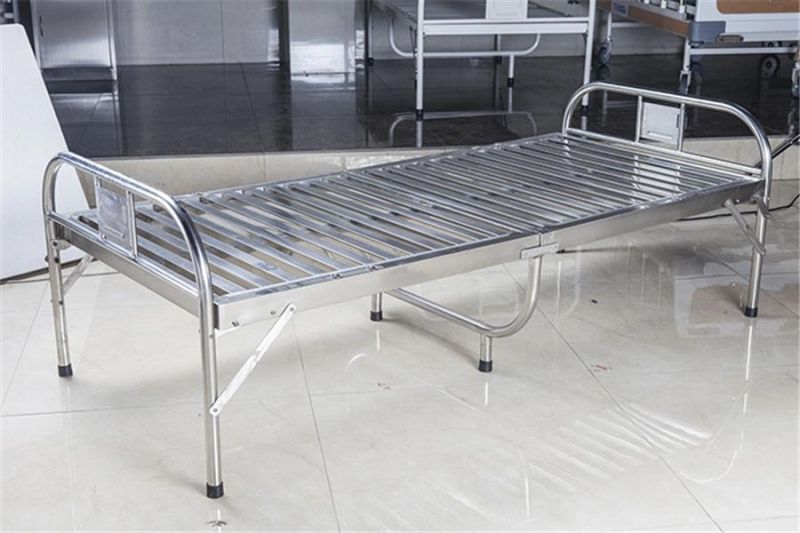 Hopsital Equipment Stainless Steel Folding/Folded Bed Manual Clinic Patient Medical Nusing Bed