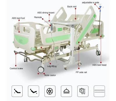Healthward Multifunction Patient Used Hospital Bed Price Clinic Metal Unfoldable Adjustable Electric Medical ICU Bed