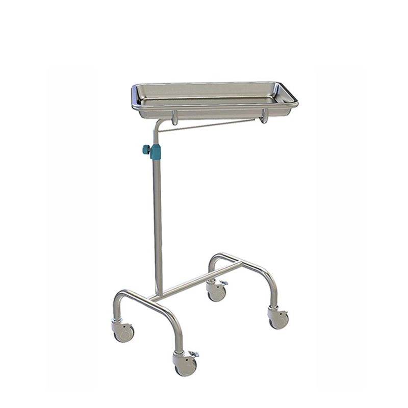 Square Tray Medical Standing Trolley Mayo Table Instrument Trolley