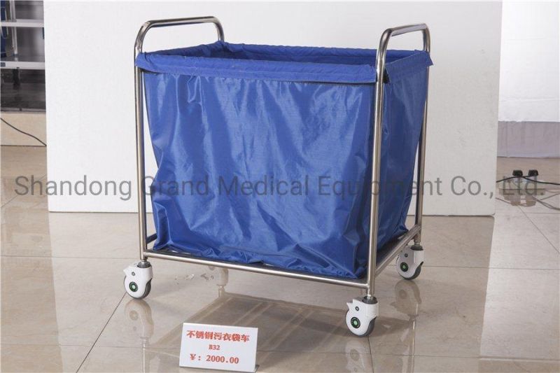 Hospital Equipment Stainless Steel Dirt Bag Cart Nursing Trolley for Hospital