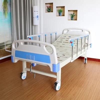B02-5 Metal Single Crank One Function Adjustable Medical Furniture Folding Manual Patient Nursing Hospital Bed with Casters