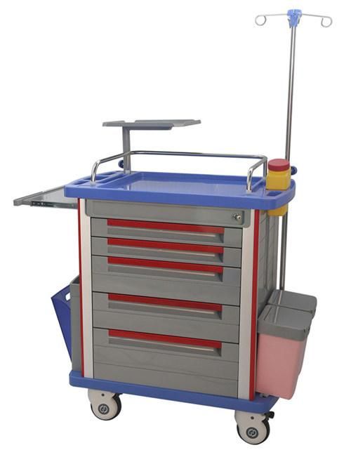 Cheap Emergency Trolley for Hospital Patient with Defibrillator Board