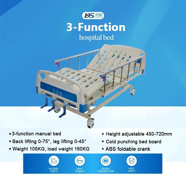 Good Quality Factory Price Manual 3 Functions Hospital Bed