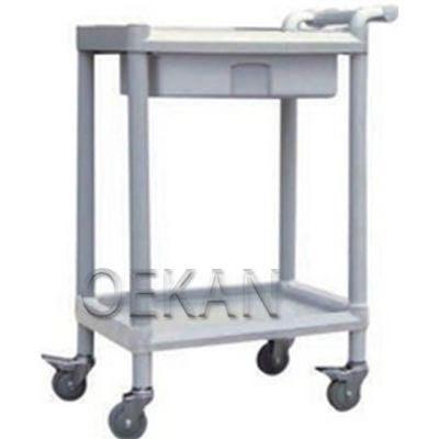 Edical Equipment Trolley Hospital Plastic Instrument Two Layers Crash Cart with Drawer