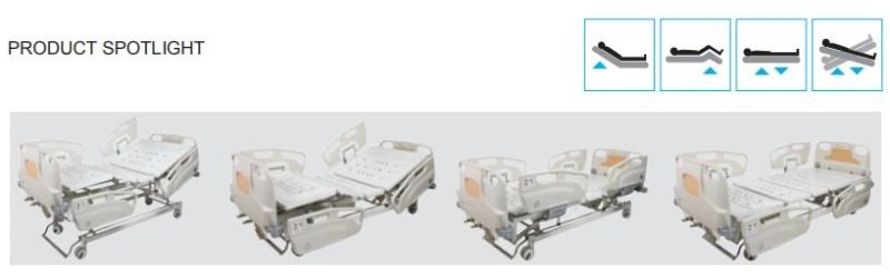 Hospital Equipment High Quality Medical Bed Manual Three Function Lifting Adjustable ABS Crank Nursing Medicare Bed Luxury Operating/Opeartion Room Bed