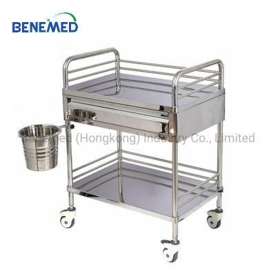 Medical Equipment Metal Stainless Steel Trolley Cart with Drawer