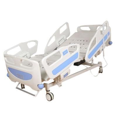 High Quality 5 Function Electric Hospital Bed/ Medical Bed with Anti-Collision Bed Headboard
